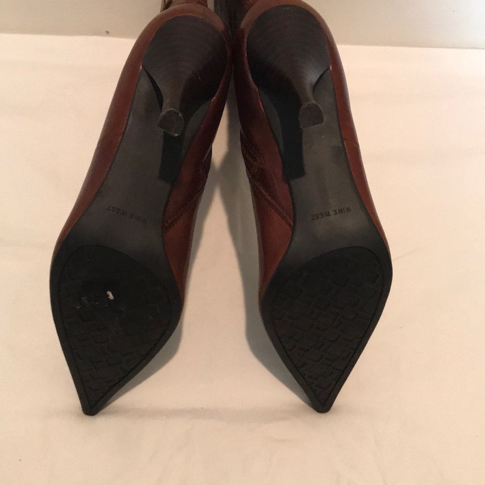 Nine West Cognac  Leather Calf Boots - Picture 2 of 6
